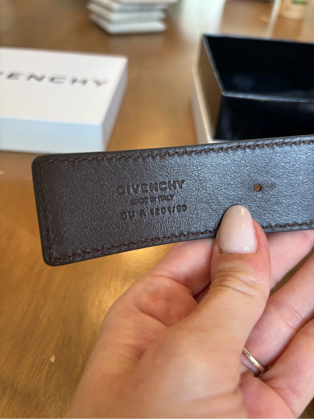 Givenchy 4G Reversible Leather Men’s Belt with Gold-Tone Buckle